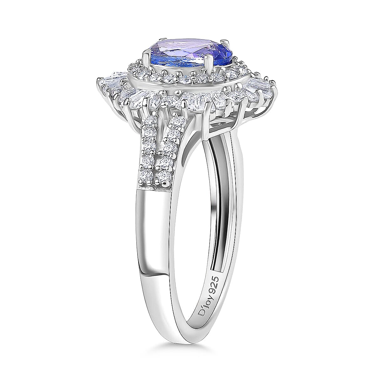 Doorbuster D'Joy Premium Tanzanite and Moissanite 2.00 ctw Celestial Radiance Ring in Rhodium Over Sterling Silver (Size 10.0) image number 3