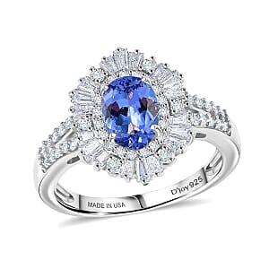 Doorbuster D'Joy Premium Tanzanite and Moissanite 2.00 ctw Celestial Radiance Ring in Rhodium Over Sterling Silver (Size 11.0)