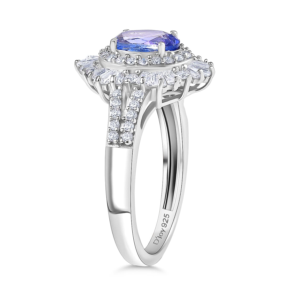 Doorbuster D'Joy Premium Tanzanite and Moissanite 2.00 ctw Celestial Radiance Ring in Rhodium Over Sterling Silver (Size 8.0) image number 3
