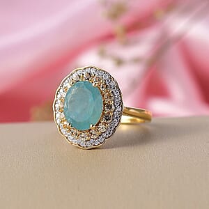 D'Joy Premium Grandidierite and Multi Gemstone 3.75 ctw Regal Harmony Ring in 18K Vermeil Yellow Gold Over Sterling Silver (Size 10.0)
