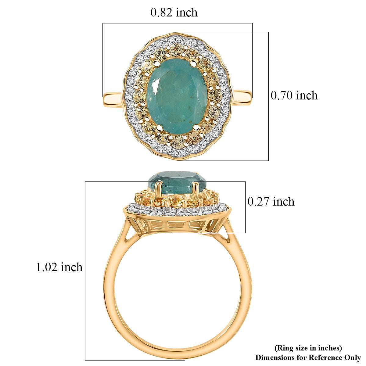 D'Joy Premium Grandidierite and Multi Gemstone 3.75 ctw Regal Harmony Ring in 18K Vermeil Yellow Gold Over Sterling Silver (Size 7.0) image number 5