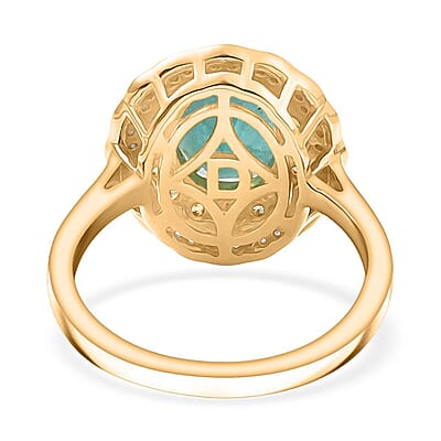 D'Joy Premium Grandidierite and Multi Gemstone 3.75 ctw Regal Harmony Ring in 18K Vermeil Yellow Gold Over Sterling Silver (Size 9.0)