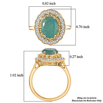 D'Joy Premium Grandidierite and Multi Gemstone 3.75 ctw Regal Harmony Ring in 18K Vermeil Yellow Gold Over Sterling Silver (Size 9.0)
