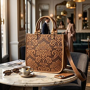 La Marey Yellow Herringbone Pattern Genuine Leather Crossbody Bag with Shoulder Strap