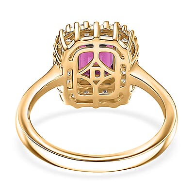 D'Joy AAA Radiant Ember Garnet and Moissanite 2.50 ctw Ring in 18K Vermeil Yellow Gold Over Sterling Silver (Size 6.0)