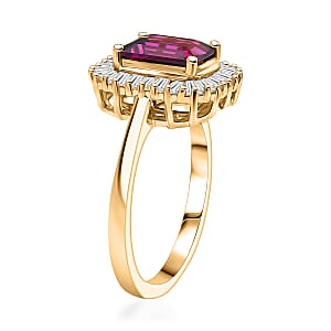 Doorbuster D'Joy AAA Radiant Ember Garnet and Moissanite 2.50 ctw Ring in 18K Vermeil Yellow Gold Over Sterling Silver (Size 7.0)
