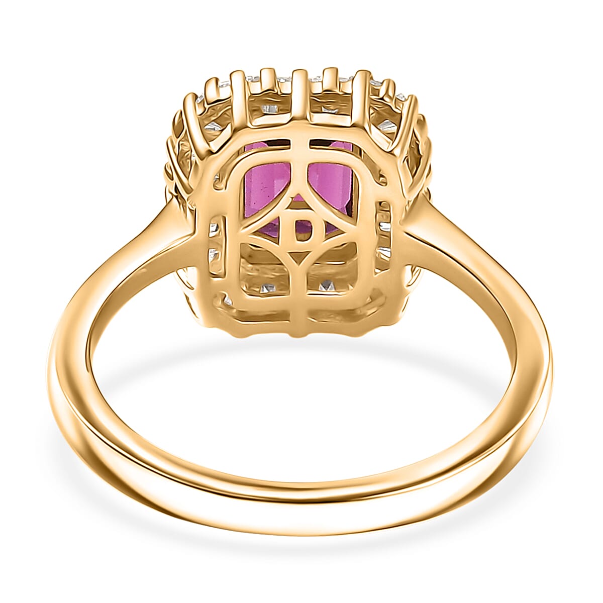 Doorbuster D'Joy AAA Radiant Ember Garnet and Moissanite 2.50 ctw Ring in 18K Vermeil Yellow Gold Over Sterling Silver (Size 7.0) image number 4