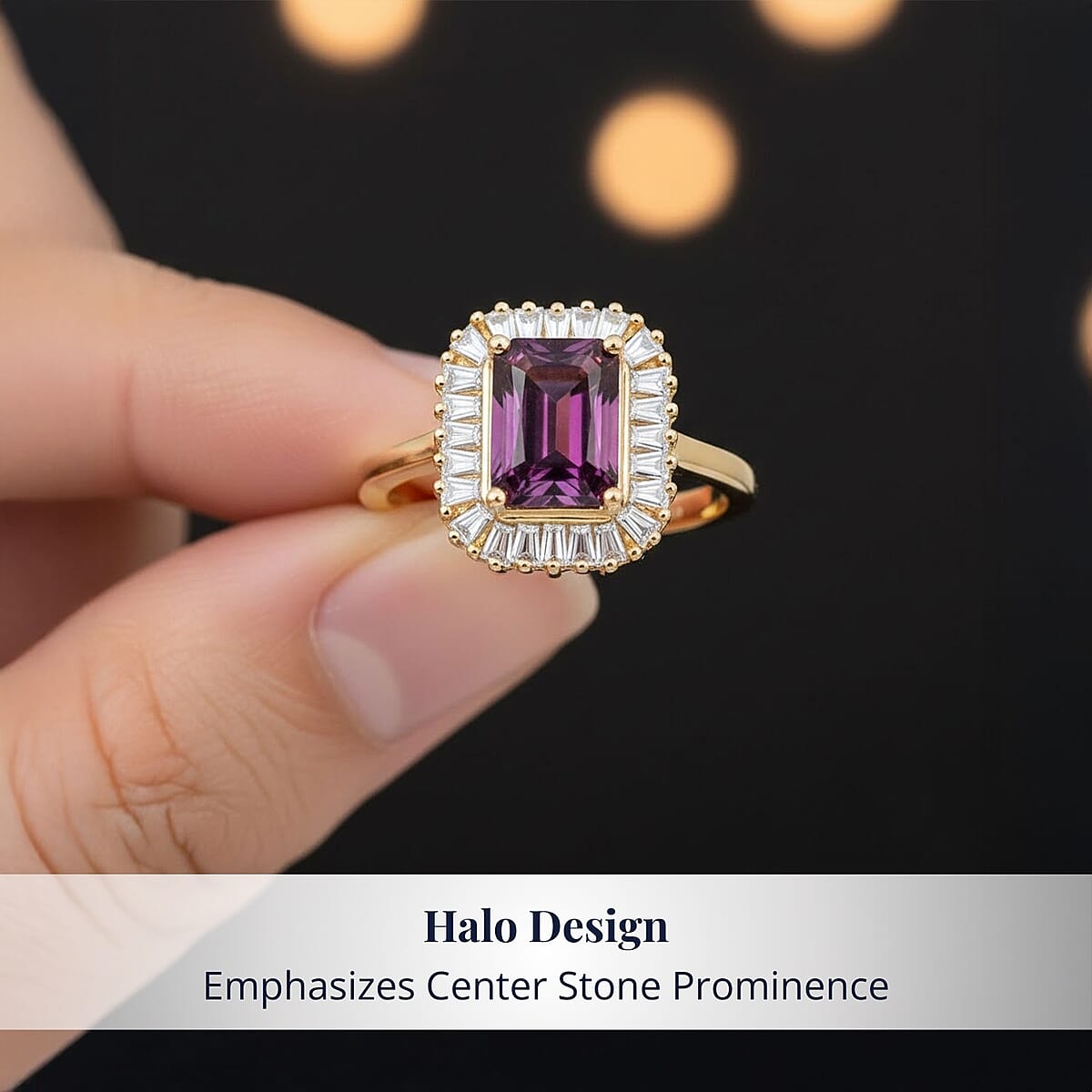  D'Joy AAA Radiant Ember Garnet and Moissanite 2.50 ctw Ring in 18K Vermeil Yellow Gold Over Sterling Silver (Size 8.0) image number 4