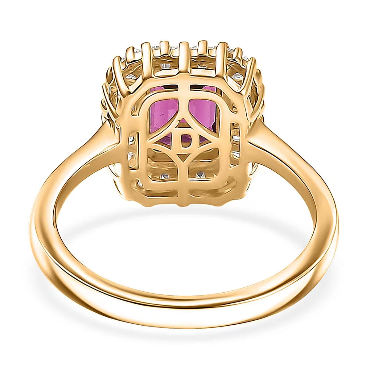  D'Joy AAA Radiant Ember Garnet and Moissanite 2.50 ctw Ring in 18K Vermeil Yellow Gold Over Sterling Silver (Size 8.0) image number 6