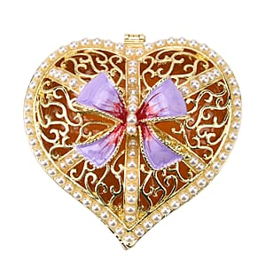 Valentine&rsquo;s Special Livmore Purple & White Hearted Design Trinket Box Hollowed-Out Patterns 