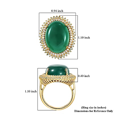EverTrue Verde Onyx and Multi Gemstone 17.85 ctw Ring in 18K YG Plated (Size 6.0)