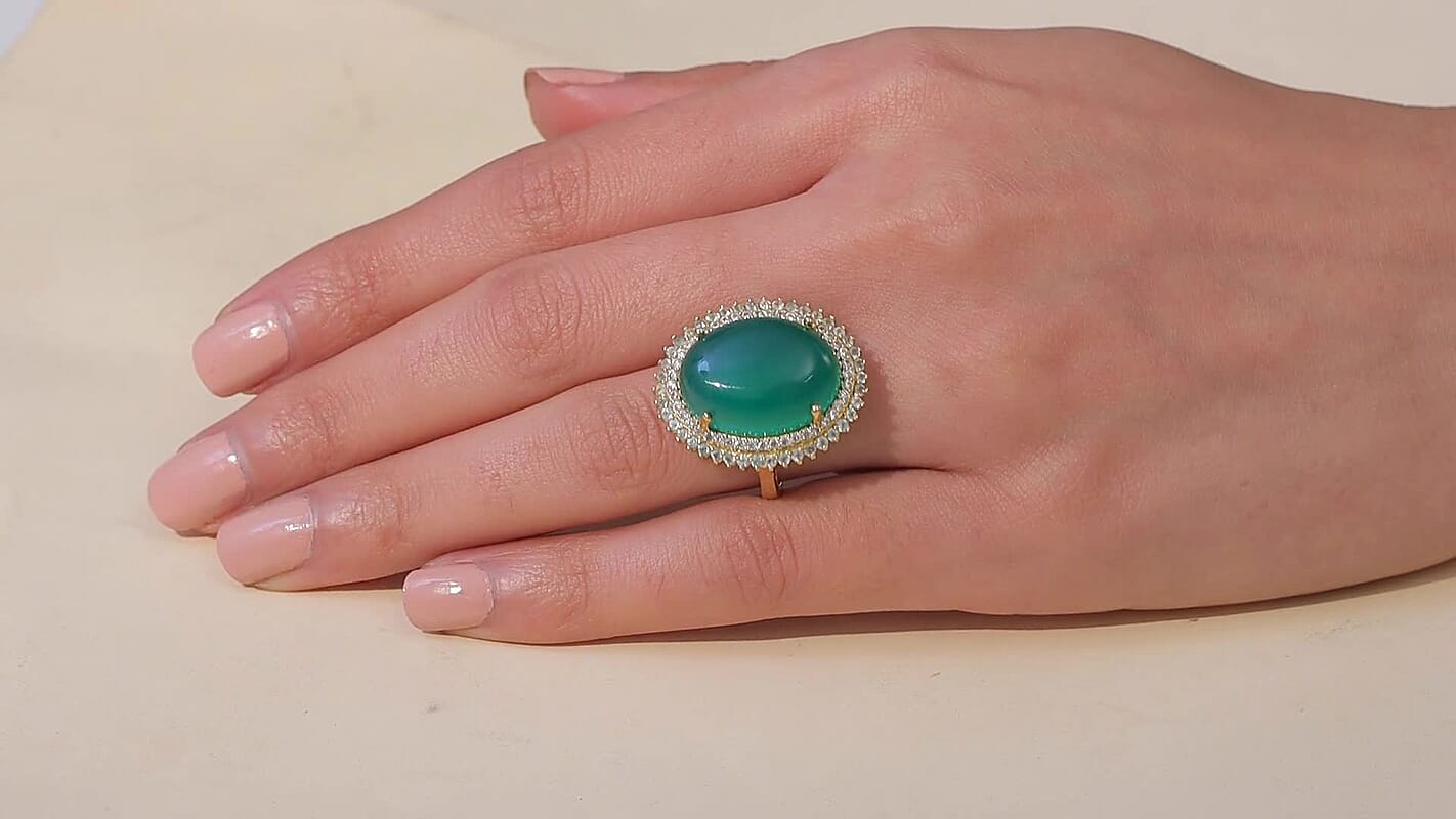 EverTrue Green Onyx, Multi Gemstone Ring in 18K YG Plated (Size 6.0) 17.85 ctw