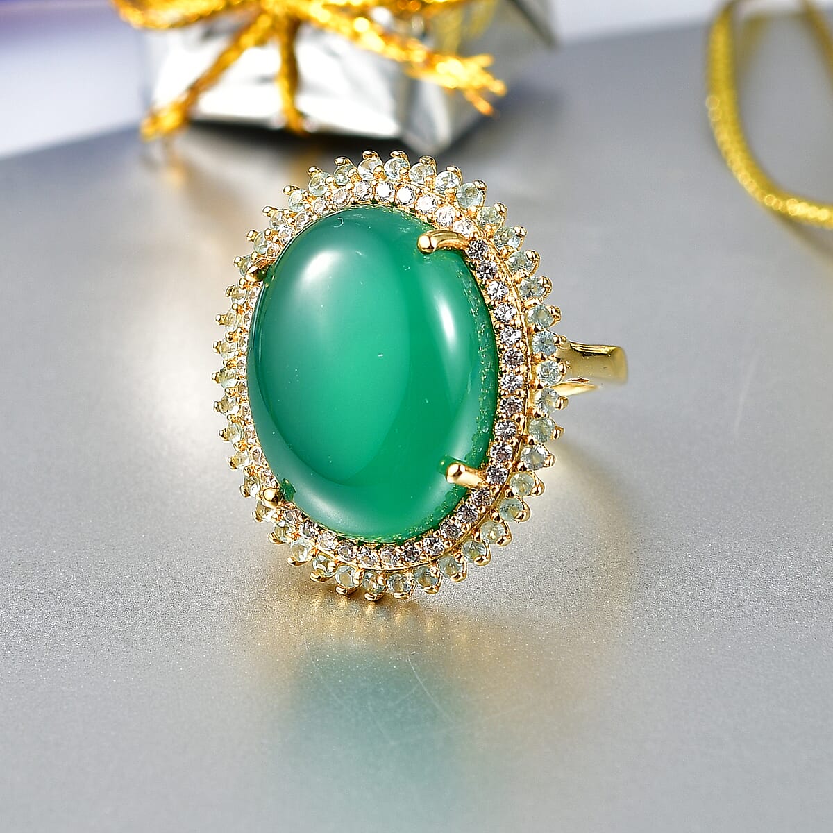 EverTrue Green Onyx, Multi Gemstone Ring in 18K YG Plated (Size 7.0) 17.85 ctw image number 1