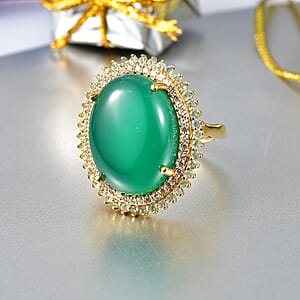 EverTrue Green Onyx, Multi Gemstone Ring in 18K YG Plated (Size 7.0) 17.85 ctw