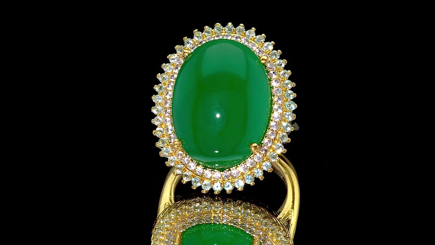 EverTrue Green Onyx, Multi Gemstone Ring in 18K YG Plated (Size 6.0) 17.85 ctw