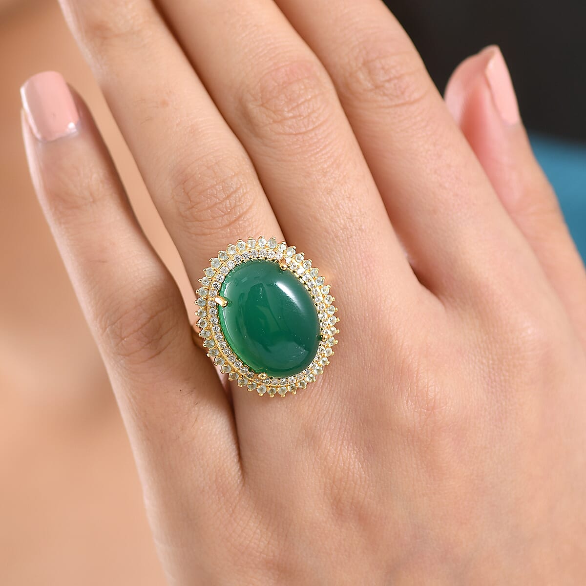EverTrue Green Onyx, Multi Gemstone Ring in 18K YG Plated (Size 7.0) 17.85 ctw image number 2