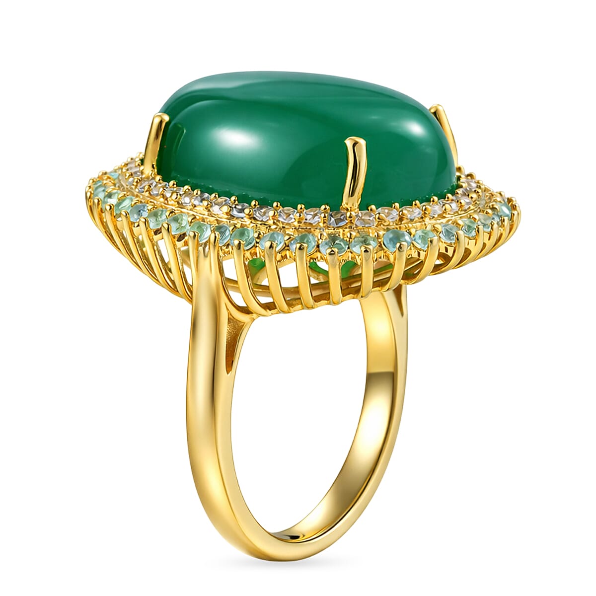 EverTrue Green Onyx, Multi Gemstone Ring in 18K YG Plated (Size 7.0) 17.85 ctw image number 3