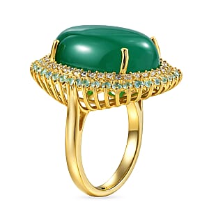 EverTrue Green Onyx, Multi Gemstone Ring in 18K YG Plated (Size 7.0) 17.85 ctw