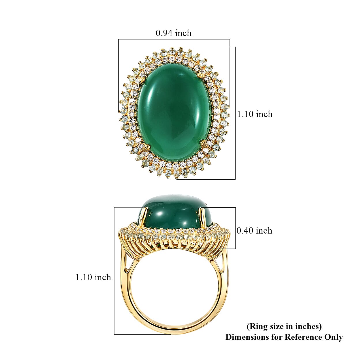 EverTrue Verde Onyx and Multi Gemstone 17.85 ctw Ring in 18K YG Plated (Size 7.0)