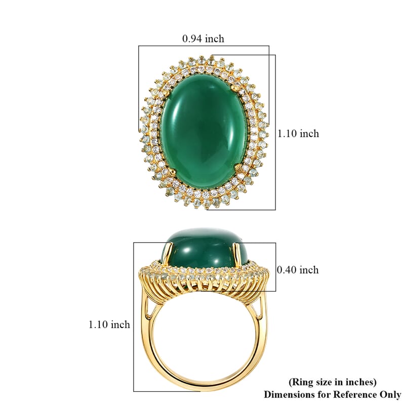 EverTrue Verde Onyx and Multi Gemstone 17.85 ctw Ring in 18K YG Plated (Size 7.0)