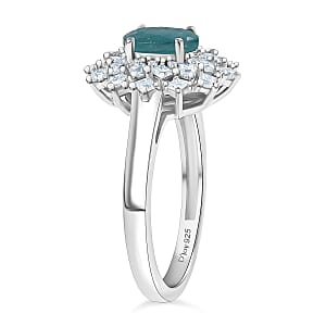 D'Joy Premium Grandidierite and Moissanite 1.40 ctw Ring in Rhodium Over Sterling Silver (Size 10.0)