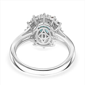 D'Joy Premium Grandidierite and Moissanite 1.40 ctw Ring in Rhodium Over Sterling Silver (Size 10.0)