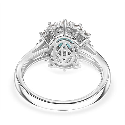 D'Joy Premium Grandidierite and Moissanite 1.40 ctw Ring in Rhodium Over Sterling Silver (Size 10.0)