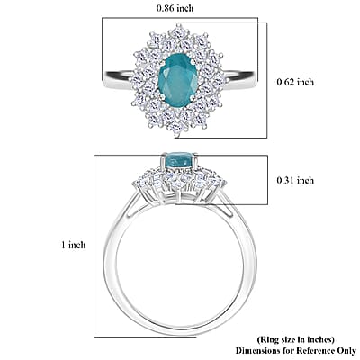 D'Joy Premium Grandidierite and Moissanite 1.40 ctw Ring in Rhodium Over Sterling Silver (Size 10.0)