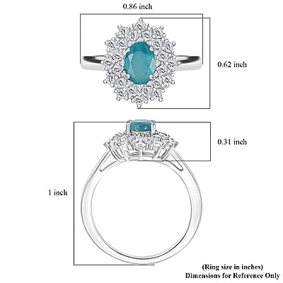 D'Joy Premium Grandidierite and Moissanite 1.40 ctw Ring in Rhodium Over Sterling Silver (Size 10.0)
