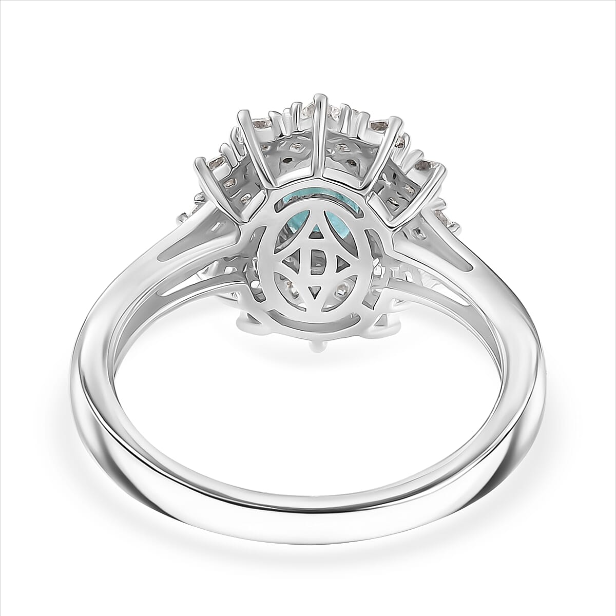 D'Joy Premium Grandidierite and Moissanite 1.40 ctw Ring in Rhodium Over Sterling Silver (Size 5.0) image number 3