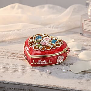 Valentine&rsquo;s Special Livmore Red Hearted Design Trinket Box