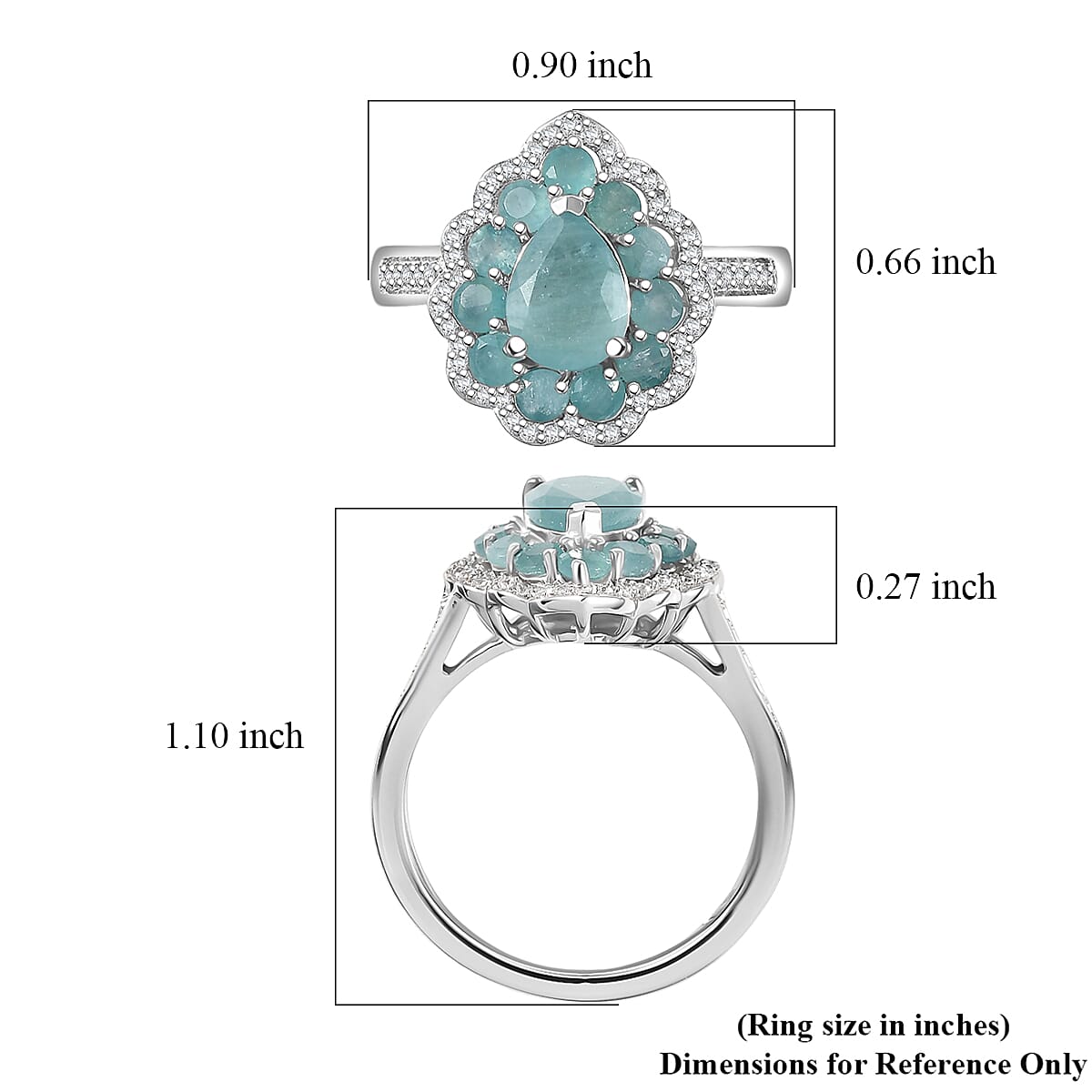 D'Joy  Grandidierite, White Zircon Art Deco Ring in Rhodium Over Sterling Silver 2.40 ctw (Size 6.0) image number 5