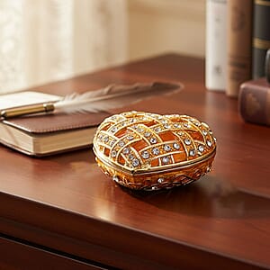 Valentine&rsquo;s Special Livmore Yellow Hearted Design Trinket Box Hollowed-Out Patterns