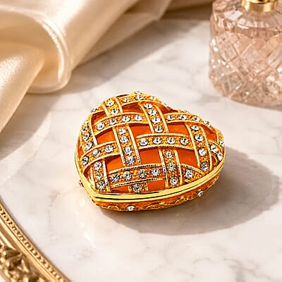 Livmore Yellow Hearted Design Trinket Box Hollowed-Out Patterns