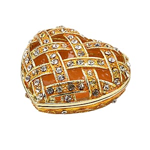 Valentine&rsquo;s Special Livmore Yellow Hearted Design Trinket Box Hollowed-Out Patterns