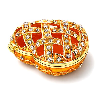 Livmore Yellow Hearted Design Trinket Box Hollowed-Out Patterns