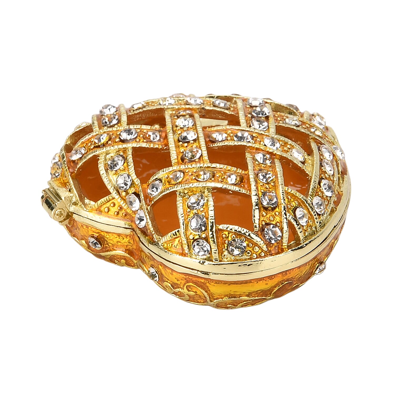 Livmore Yellow Hearted Design Trinket Box Hollowed-Out Patterns