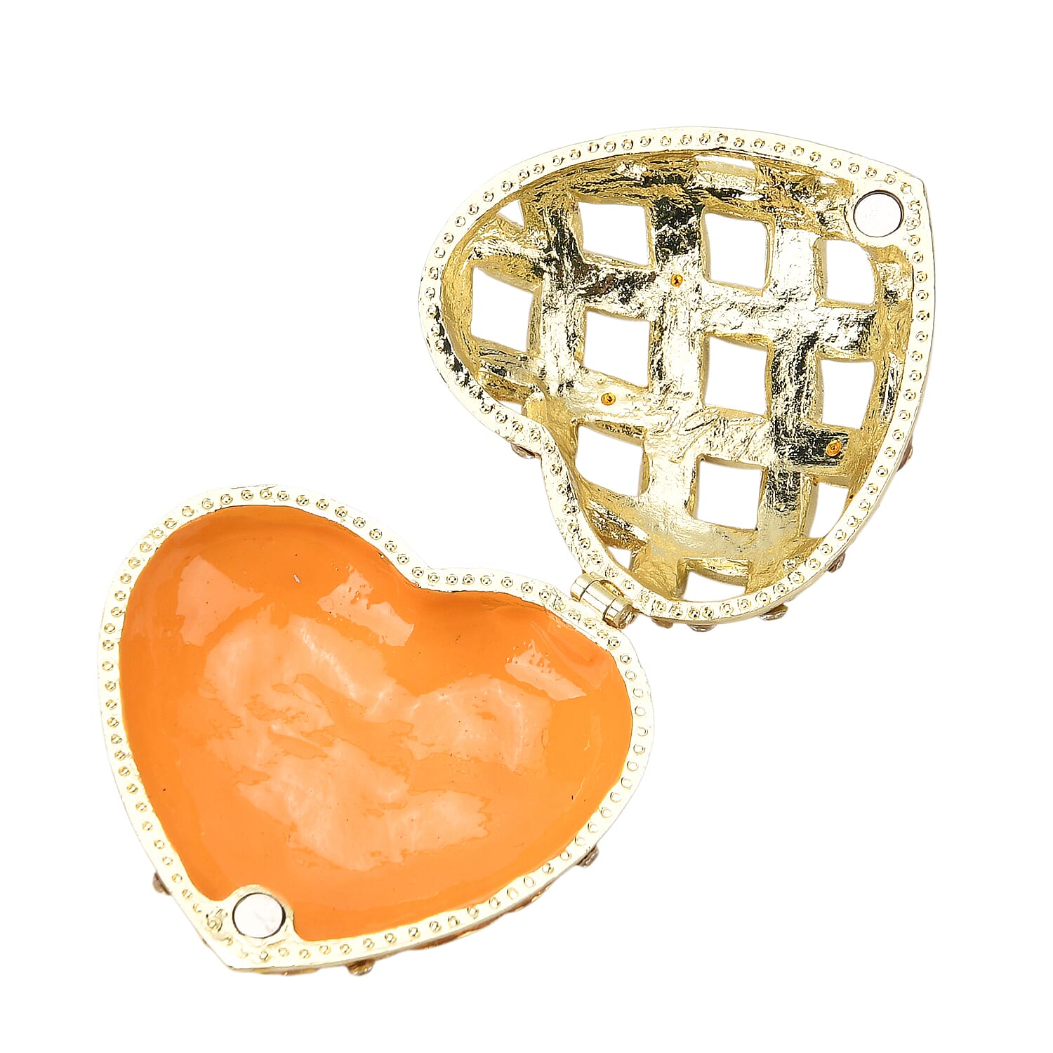 Livmore Yellow Hearted Design Trinket Box Hollowed-Out Patterns