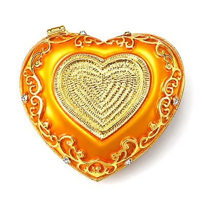 Livmore Yellow Hearted Design Trinket Box Hollowed-Out Patterns
