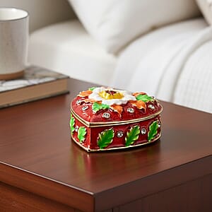 Valentine&rsquo;s Special Livmore Red Hearted Design Trinket Box