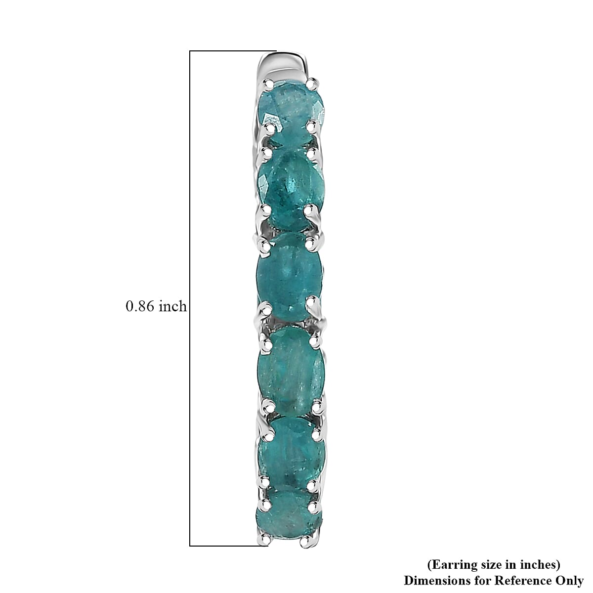 D'Joy Premium Grandidierite 3.70 ctw Art Deco Hoop Earrings in Rhodium Over Sterling Silver image number 4