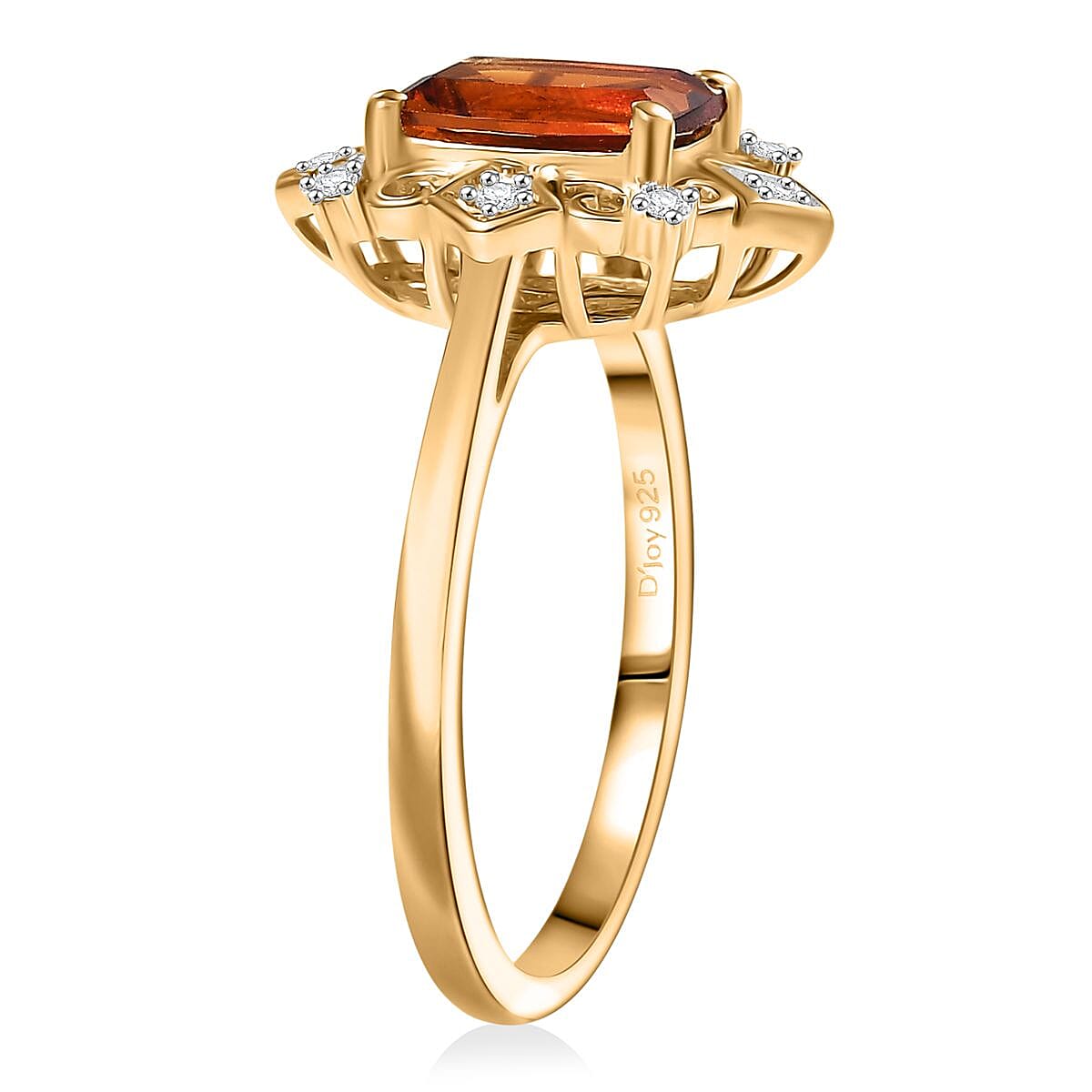 D'Joy Premium Red Citrine and Moissanite 1.40 ctw Crown of Flames Ring in 18K Vermeil Yellow Gold Over Sterling Silver (Size 10.0) image number 3