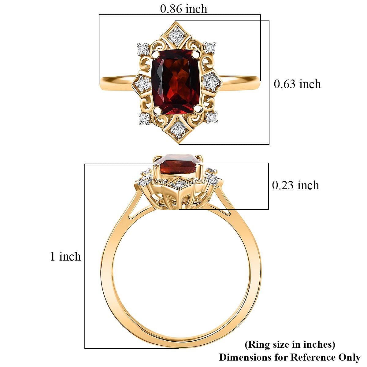 D'Joy Premium Red Citrine and Moissanite 1.40 ctw Crown of Flames Ring in 18K Vermeil Yellow Gold Over Sterling Silver (Size 10.0) image number 5