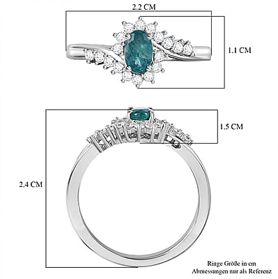 D'Joy Premium Grandidierite and Moissanite 0.70 ctw Oceanic Waves Ring in Rhodium Over Sterling Silver (Size 10.0)