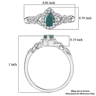 D'Joy Premium Grandidierite and Moissanite 0.75 ctw Dew Drop Ring in Rhodium Over Sterling Silver (Size 10.0)