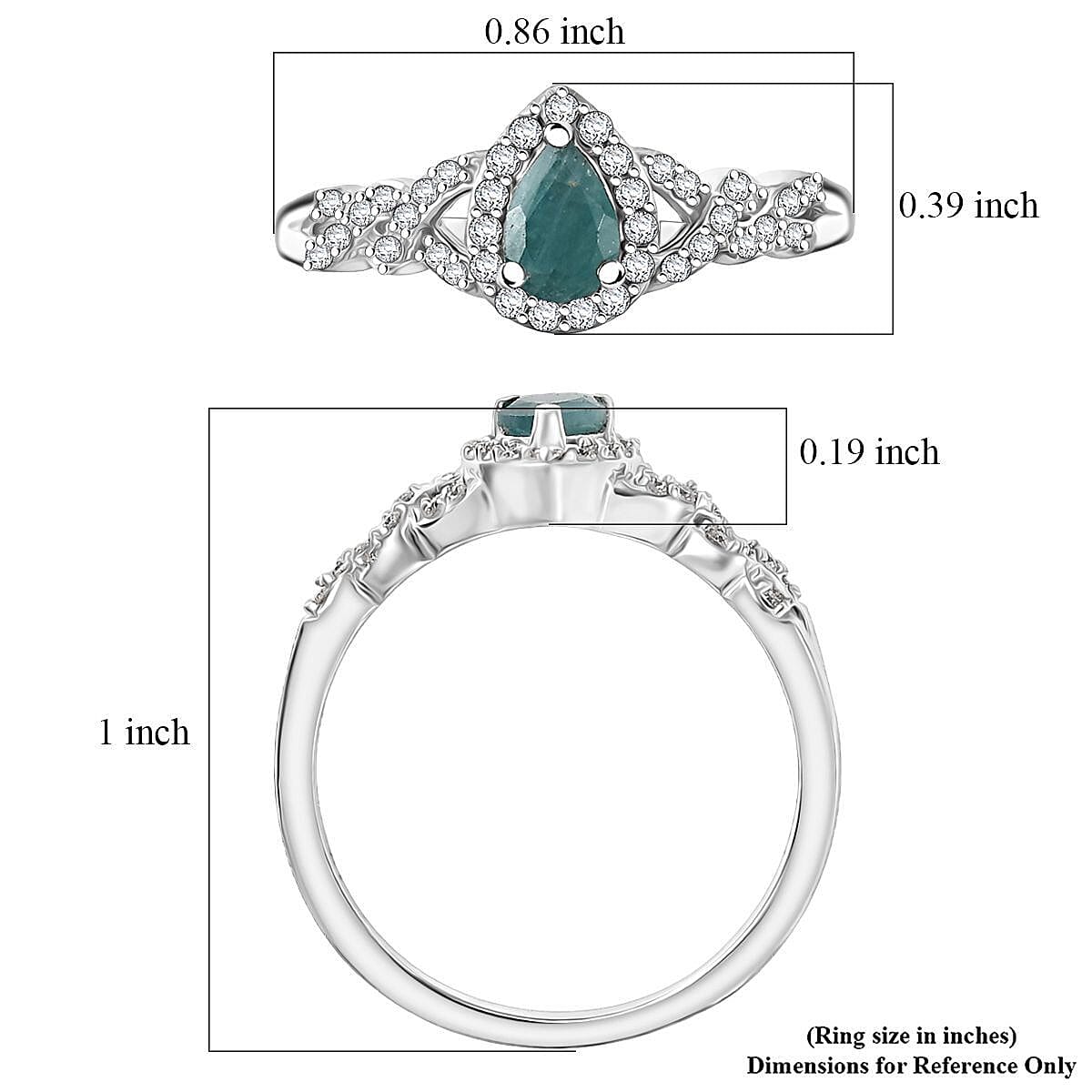 D'Joy Premium Grandidierite and Moissanite 0.75 ctw Dew Drop Ring in Rhodium Over Sterling Silver (Size 6.0) image number 5