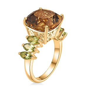 EverTrue Brazilann Citrine and Hebei Peridot 9.30 ctw Ring in 18K Yellow Gold Plated (Size 10.0)