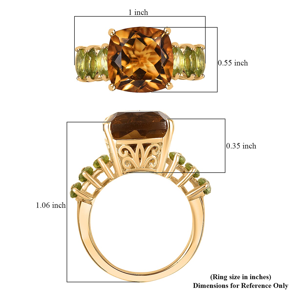 EverTrue Brazilann Citrine, Hebei Peridot Ring in 18K YG Plated (Size 10.0) 9.30 ctw image number 5
