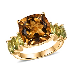 EverTrue Brazilann Citrine and Hebei Peridot 9.30 ctw Ring in 18K Yellow Gold Plated (Size 7.0)