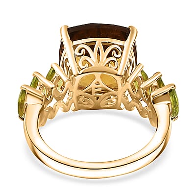 EverTrue Brazilann Citrine and Hebei Peridot 9.30 ctw Ring in 18K Yellow Gold Plated (Size 7.0)
